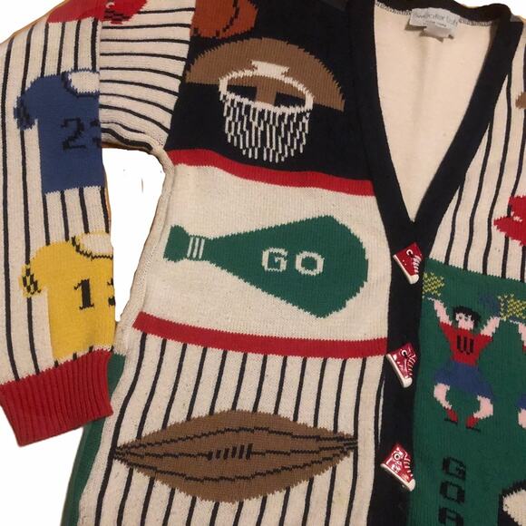 Sweater Loft New York Sports Sweater Cardigan Sz S - Picture 2 of 6